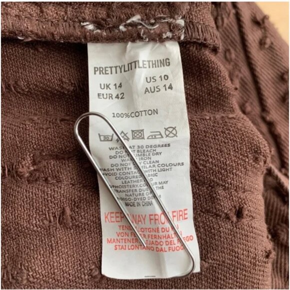 PRETTY LITTLE THING Brown Textured High- waisted 5 Pocket Jean- Sz 10 - Picture 4 of 7